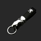 Peugeot Leopard PU Leather Car Keychain Key Ring Pendant