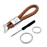 Mitsubishi Logo PU Leather Braided Rope Car Keychain