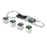 4pcs/set Skoda Car Air Valve Stem Cap Auto Tyre Valve Covers with Keychain