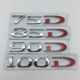 Tesla 75D 85D 90D 100D Letter Metal Car Rear Sticker Decal Emblem Badge