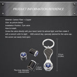 4pcs/set Peugeot Logo Carbon Fiber Car Air Valve Stem Caps Auto Tyre Valve Covers with Wrench