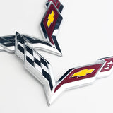Chevrolet Corvette Logo ABS 17x12cm Car Front Sticker Decal 15.5x10.7cm Auto Rear Emblem Badge