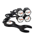 4pcs/set Chevrolet Corvette Logo Car Air Valve Stem Cap Auto Tyre Valve Covers with Wrench