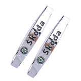 2pcs Skoda Metal Car Fender Side Badge Decal Rear Emblem Sticker