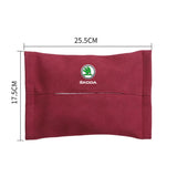 Skoda Suede Car Tissue Box Holder Seat Back Hanging Napkin Storage Bag