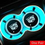 2pcs Cadillac Logo Car Water Coasters 7-color LED Light Cup Mat Holder