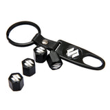4pcs/set Suzuki Car Air Valve Stem Cap Auto Tyre Valve Covers with Keychain