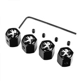 4pcs/set Peugeot Anti-Theft Car Air Valve Stem Cap Auto Tyre Valve Covers