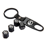4pcs/set Mazda MS Mazdaspeed Car Air Valve Stem Cap Auto Tyre Valve Covers with Keychain