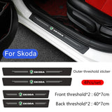 Skoda Carbon Fiber Car Door Threshold Scratch Proof Sticker Decal