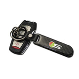 Jaguar R S Carbon Fiber Car Logo Keychain Keyring