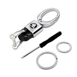 Skoda Logo PU Leather Braided Rope Car Keychain