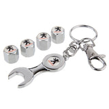 4pcs/set Peugeot Logo Car Air Valve Stem Cap Auto Tyre Valve Covers with Wrench