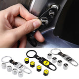 4pcs/set Jeep Car Air Valve Stem Cap Auto Tyre Valve Covers with Keychain