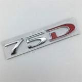 Tesla 75D 85D 90D 100D Letter Metal Car Rear Sticker Decal Emblem Badge
