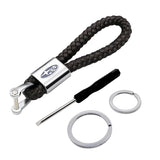Subaru Logo PU Leather Braided Rope Car Keychain