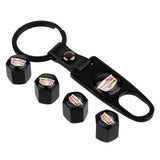 4pcs/set Cadillac Car Air Valve Stem Cap Auto Tyre Valve Covers with Keychain
