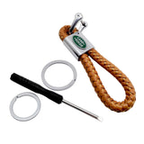 Land Rover Logo PU Leather Braided Rope Car Keychain