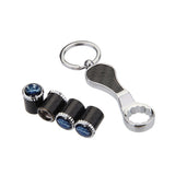 4pcs/set Ford Logo Carbon Fiber Car Air Valve Stem Caps Auto Tyre Valve Covers with Wrench