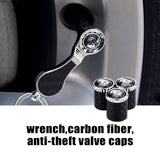 4pcs/set Holden Logo Carbon Fiber Car Air Valve Stem Caps Auto Tyre Valve Covers with Wrench
