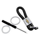 Chevrolet Logo PU Leather Braided Rope Car Keychain