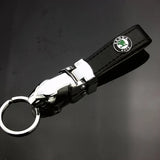 Skoda Leopard PU Leather Car Keychain Key Ring Pendant