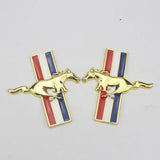 1 Pair 8.5x9cm Ford Mustang Metal Car Side Fender Sticker Trunk Emblem Badge Decal