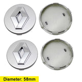 4pcs/set 58mm 57mm Renault ABS Car Wheel Hub Center Caps Covers