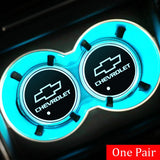 2pcs Chevrolet Logo Car Water Coasters 7-color LED Light Cup Mat Holder