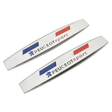 2pcs Peugeot Metal Car Fender Side Badge Decal Rear Emblem Sticker