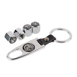 4pcs/set MG Car Air Valve Stem Cap Auto Tyre Valve Covers with Keychain