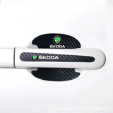Skoda Carbon Fiber Car Door Bowl Handle Anti-collision Protective Stickers Scratches Film
