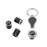 4pcs/set Hyundai Logo Carbon Fiber Car Air Valve Stem Caps Auto Tyre Valve Covers with Wrench