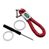 Land Rover Logo PU Leather Braided Rope Car Keychain