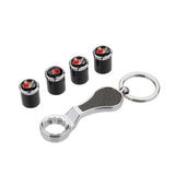 4pcs/set Audi Sline RS4 Logo Carbon Fiber Car Air Valve Stem Caps Auto Tyre Valve Covers with Wrench