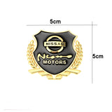 2PCS Nissan Metal Car Rear Sticker Shield Trunk Emblem Badge Decal