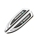 2pcs Skoda VRS Metal Car Fender Side Stickers Badge Decals