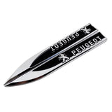 2pcs/set Peugeot Metal Car Fender Side Sticker Emblem Badge Decal