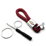 Chevrolet Logo PU Leather Braided Rope Car Keychain