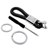 Skoda Logo PU Leather Braided Rope Car Keychain