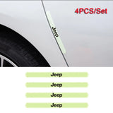 4pcs Jeep Luminous Car Door Bumper Strip Anti-collision Protection Sticker