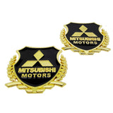 2PCS Mitsubishi Metal Car Rear Sticker Shield Trunk Emblem Badge Decal