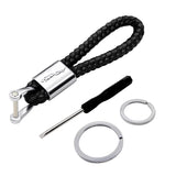 Jaguar Logo PU Leather Braided Rope Car Keychain