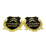 2PCS Citroen Metal Car Rear Sticker Shield Trunk Emblem Badge Decal