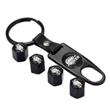 4pcs/set Land Rover Range Rover Car Air Valve Stem Cap Auto Tyre Valve Covers with Keychain