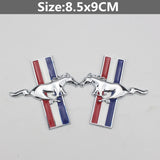 1 Pair 8.5x9cm Ford Mustang Metal Car Side Fender Sticker Trunk Emblem Badge Decal