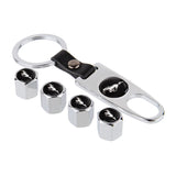 4pcs/set Ford Mustang Car Air Valve Stem Cap Auto Tyre Valve Covers with Keychain