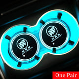 2pcs Buick Logo Car Water Coasters 7-color LED Light Cup Mat Holder