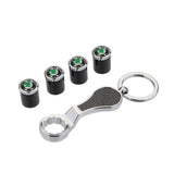 4pcs/set Skoda Logo Carbon Fiber Car Air Valve Stem Caps Auto Tyre Valve Covers with Wrench