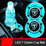 2pcs Tesla Logo Car Water Coasters 7-color LED Light Cup Mat Holder